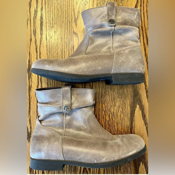 Birkenstock Womens Size 6 EU 37 Ankle Bootie Boots Sarnia Taupe Leather Side Zip - Picture 2 of 8